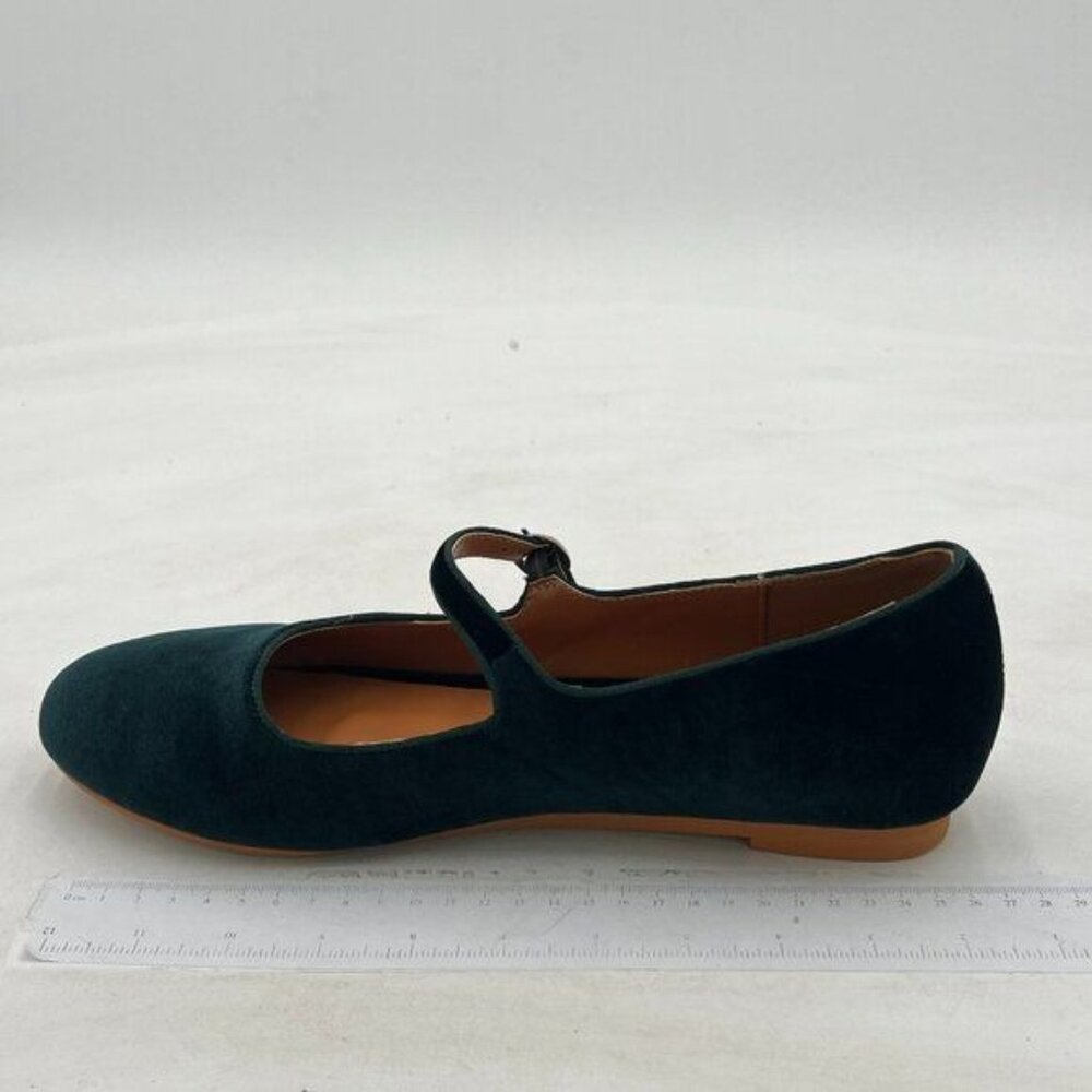 Pazzion Dark Cyan Round Toe Mary Janes Comfortable Strap Buckled Ballet Flats